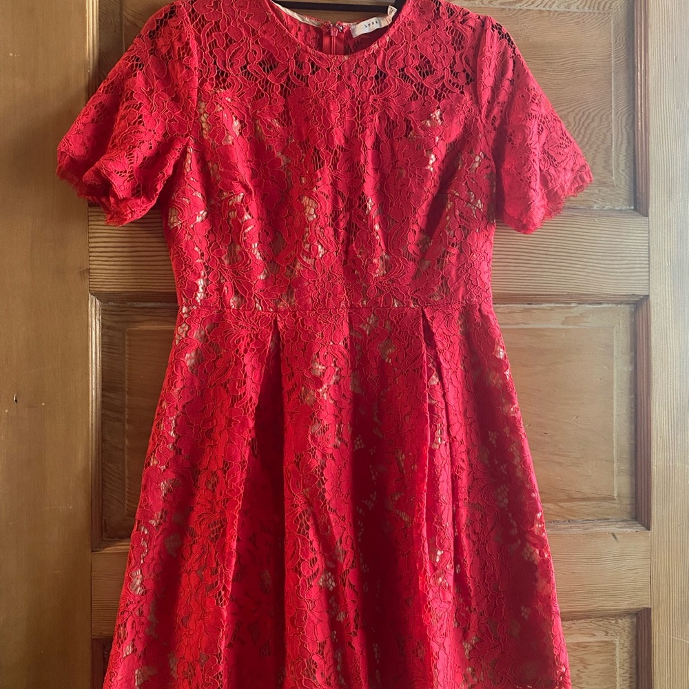 Red lace cocktail dress